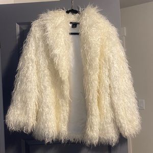 Brunette the Label white faux fur coat size Small/Medium